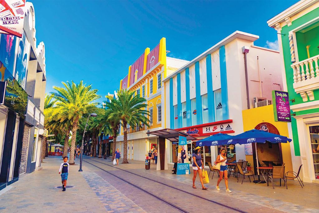 Oranjestad, Aruba — colorful downtown shopping street